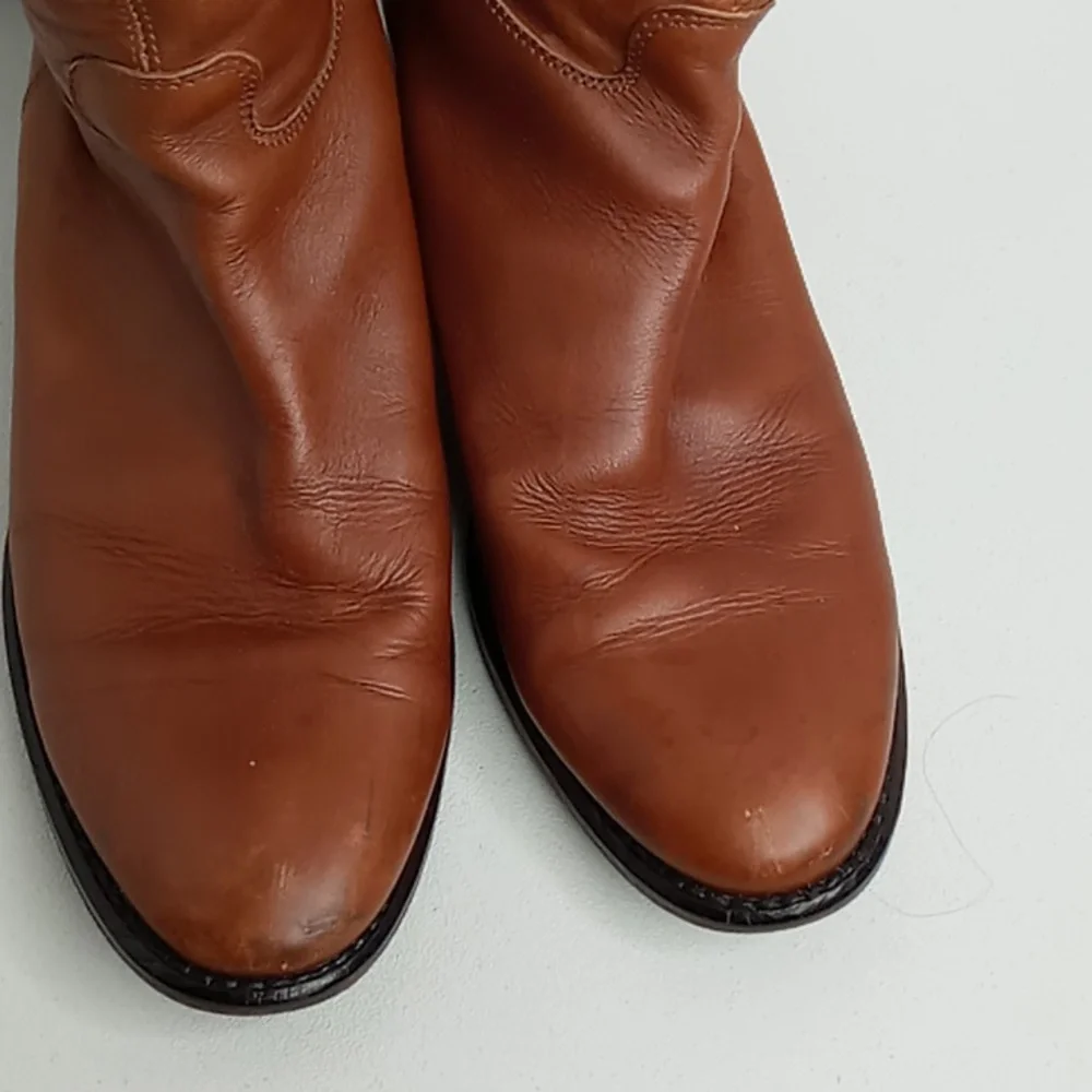 Jenrigo Tall Leather Boots made in Italy - Cognac- size 38.5